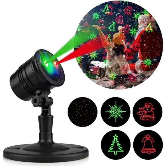Christmas Laser Lights, Projector Light Led Landscape Spotlight Red & Green Star - Picture 4 of 6